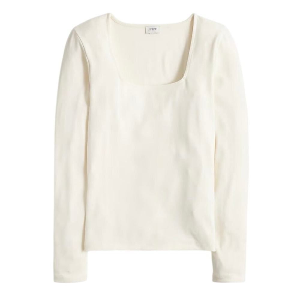 J.Crew Square Neck Long Sleeve Top Cream Ivory Size XXL NWT